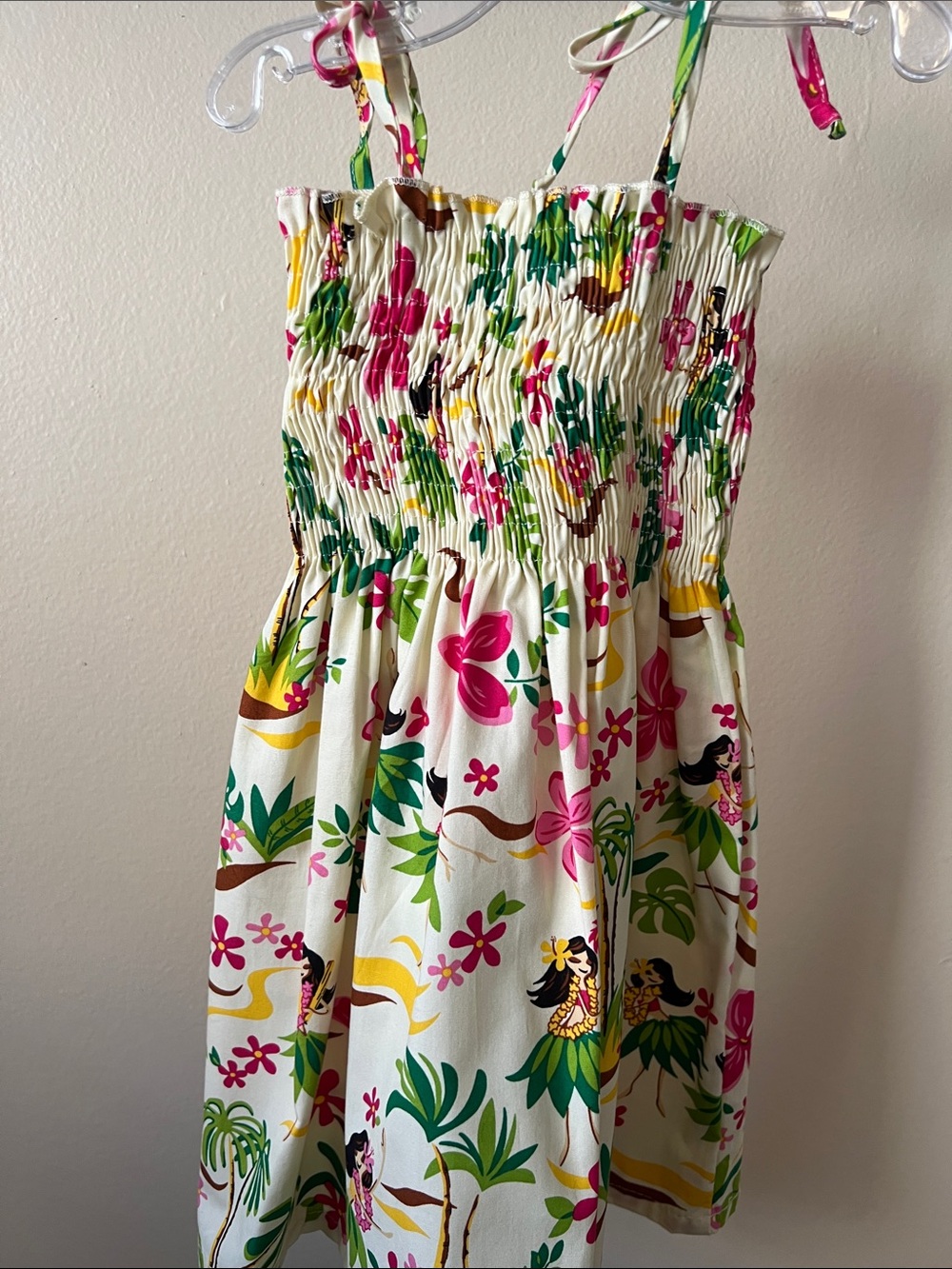Girls White Floral Hula Print Sundress